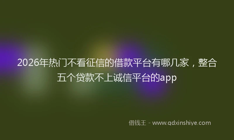 2026年热门不看征信的借款平台有哪几家，整合五个贷款不上诚信平台的app