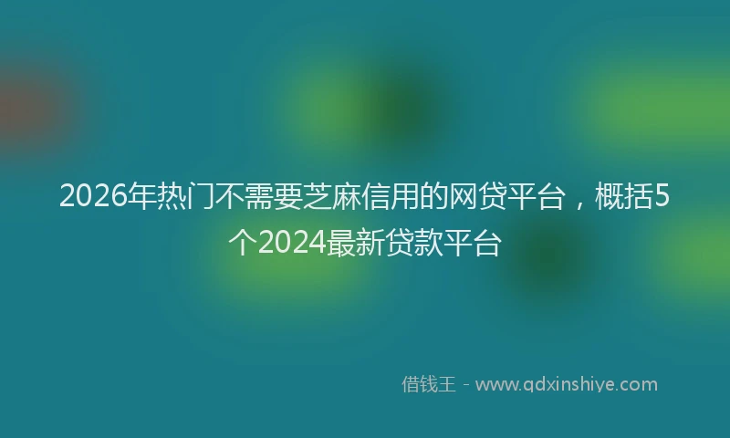 2026年热门不需要芝麻信用的网贷平台，概括5个2024最新贷款平台