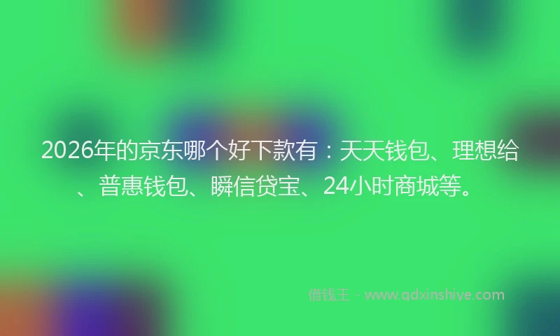 2026年的京东哪个好下款有：天天钱包、理想给、普惠钱包、瞬信贷宝、24小时商城等。