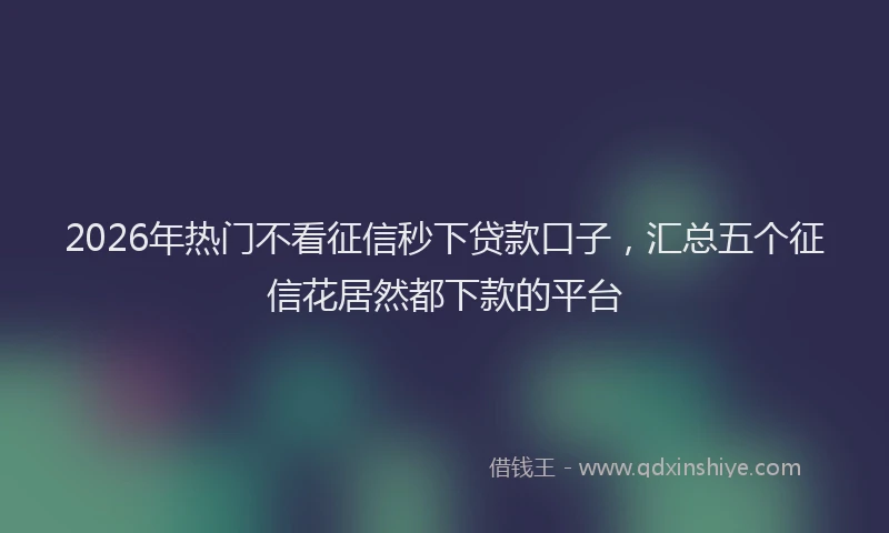 2026年热门不看征信秒下贷款口子，汇总五个征信花居然都下款的平台