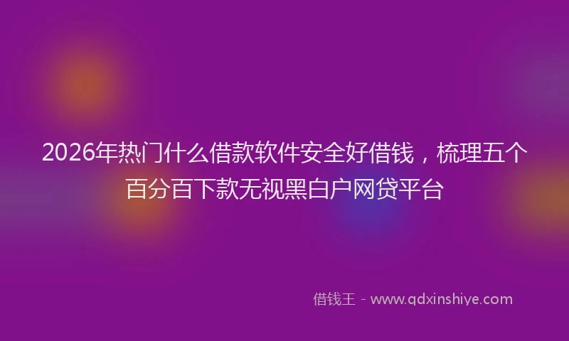 2026年热门什么借款软件安全好借钱，梳理五个百分百下款无视黑白户网贷平台