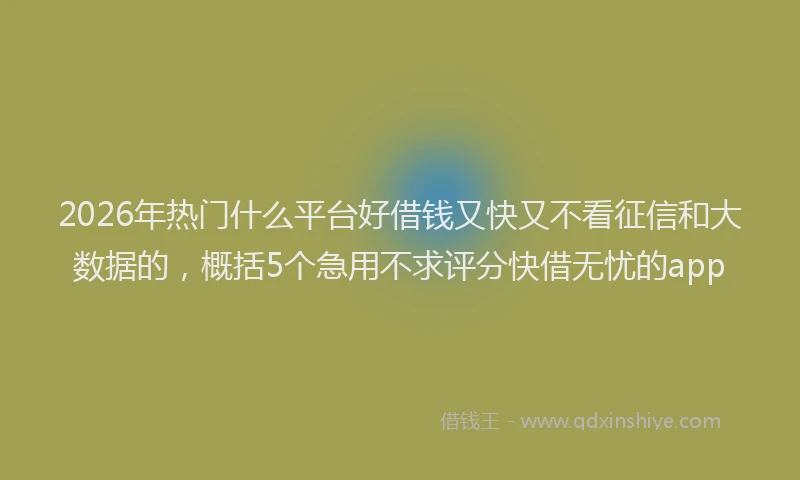 2026年热门什么平台好借钱又快又不看征信和大数据的，概括5个急用不求评分快借无忧的app