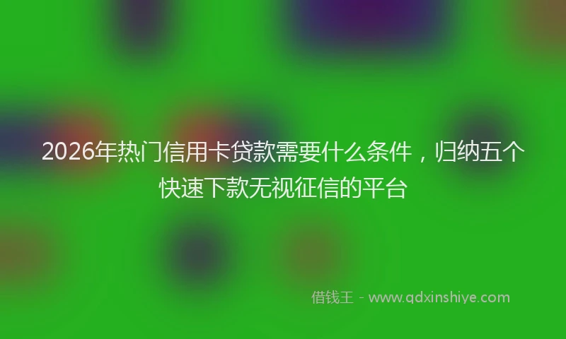 2026年热门信用卡贷款需要什么条件，归纳五个快速下款无视征信的平台