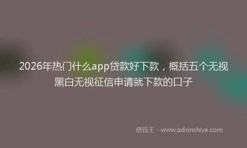 2026年热门什么app贷款好下款，概括五个无视黑白无视征信申请就下款的口子