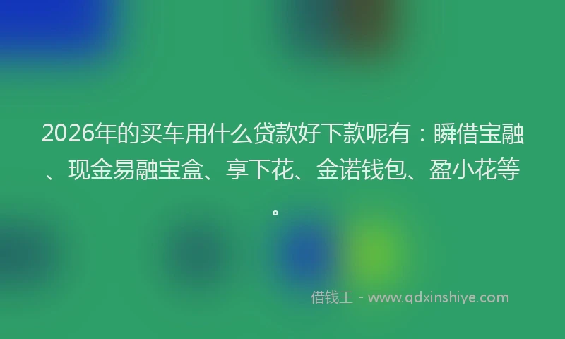 2026年的买车用什么贷款好下款呢有：瞬借宝融、现金易融宝盒、享下花、金诺钱包、盈小花等。