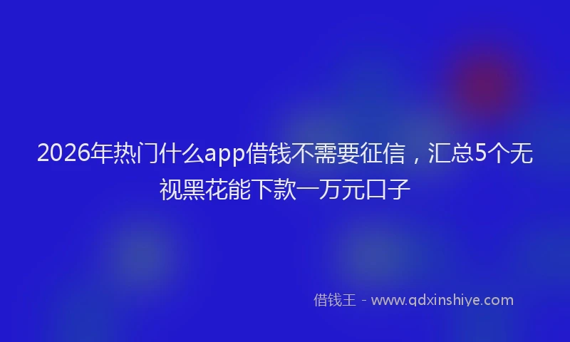 2026年热门什么app借钱不需要征信，汇总5个无视黑花能下款一万元口子