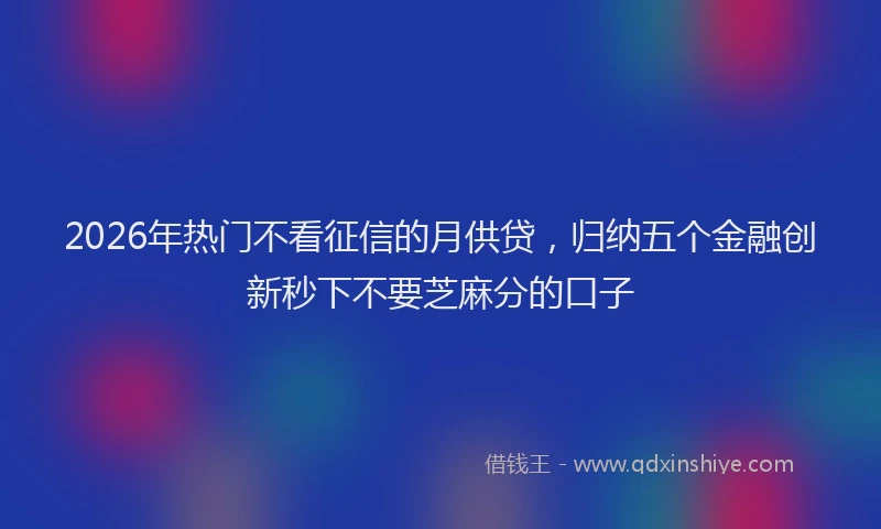 2026年热门不看征信的月供贷，归纳五个金融创新秒下不要芝麻分的口子