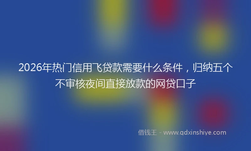 2026年热门信用飞贷款需要什么条件，归纳五个不审核夜间直接放款的网贷口子