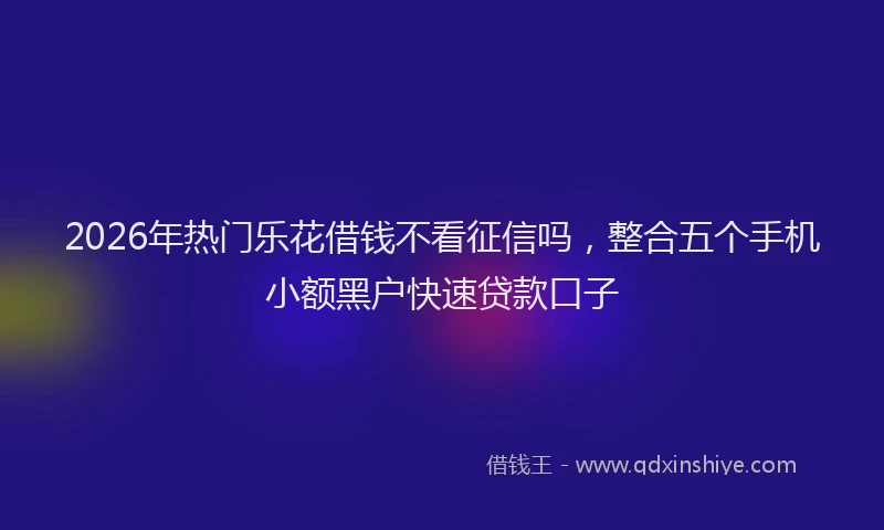 2026年热门乐花借钱不看征信吗，整合五个手机小额黑户快速贷款口子