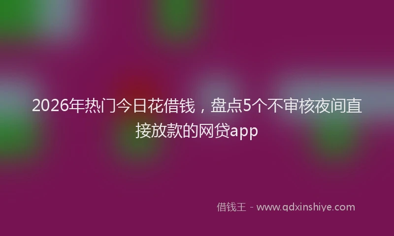 2026年热门今日花借钱，盘点5个不审核夜间直接放款的网贷app