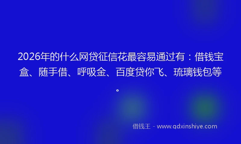 2026年的什么网贷征信花最容易通过有：借钱宝盒、随手借、呼吸金、百度贷你飞、琉璃钱包等。
