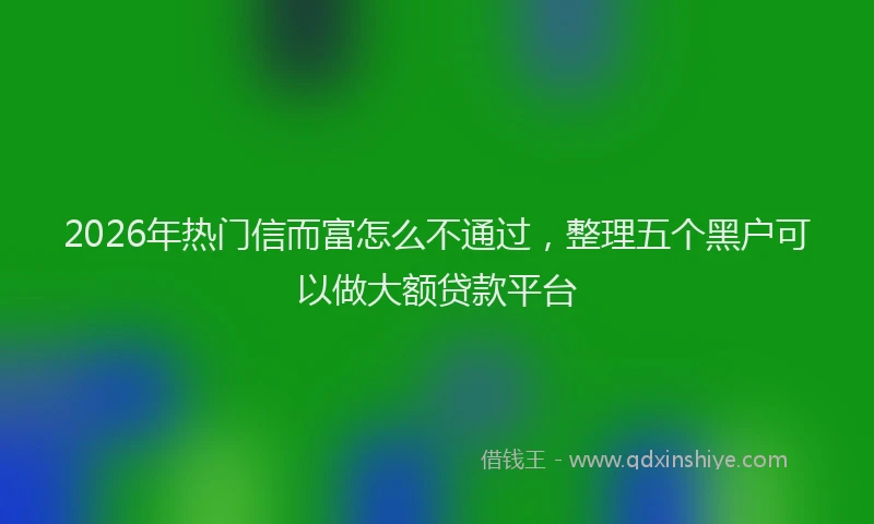 2026年热门信而富怎么不通过，整理五个黑户可以做大额贷款平台