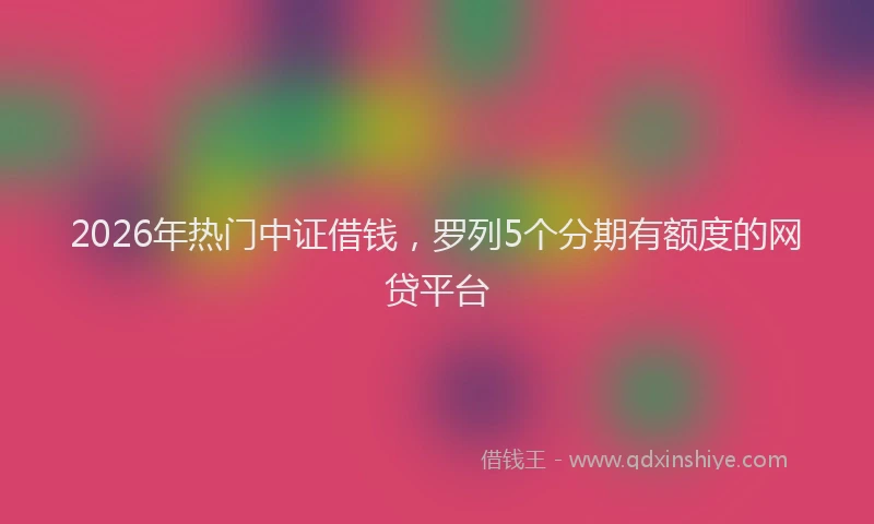 2026年热门中证借钱，罗列5个分期有额度的网贷平台