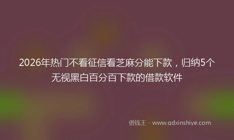 2026年热门不看征信看芝麻分能下款，归纳5个无视黑白百分百下款的借款软件