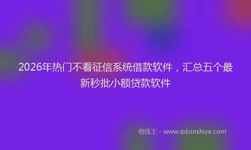 2026年热门不看征信系统借款软件，汇总五个最新秒批小额贷款软件