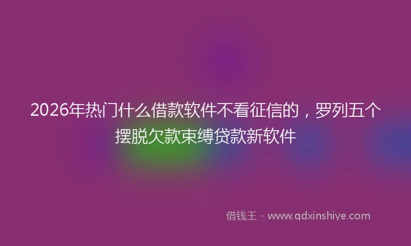 2026年热门什么借款软件不看征信的，罗列五个摆脱欠款束缚贷款新软件