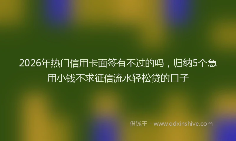 2026年热门信用卡面签有不过的吗，归纳5个急用小钱不求征信流水轻松贷的口子