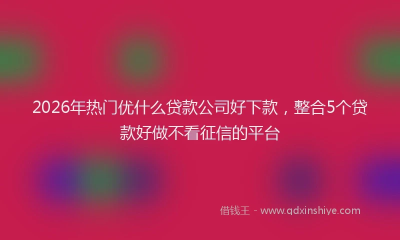2026年热门优什么贷款公司好下款，整合5个贷款好做不看征信的平台