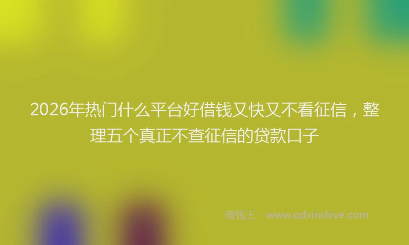 2026年热门什么平台好借钱又快又不看征信，整理五个真正不查征信的贷款口子