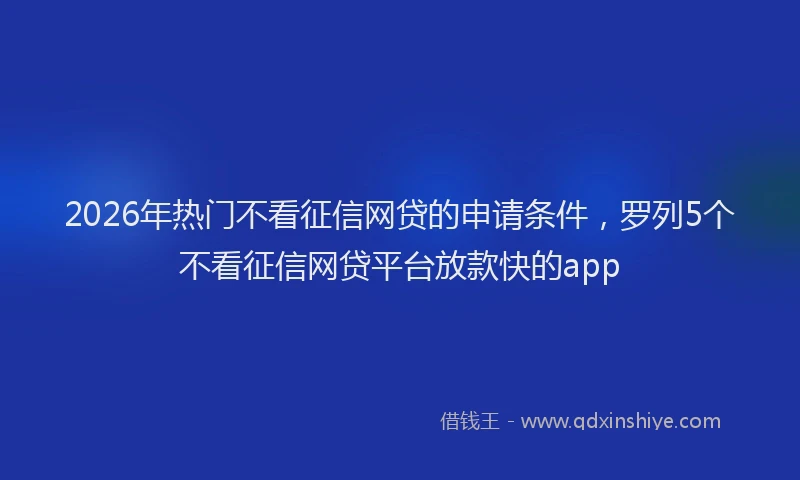 2026年热门不看征信网贷的申请条件，罗列5个不看征信网贷平台放款快的app