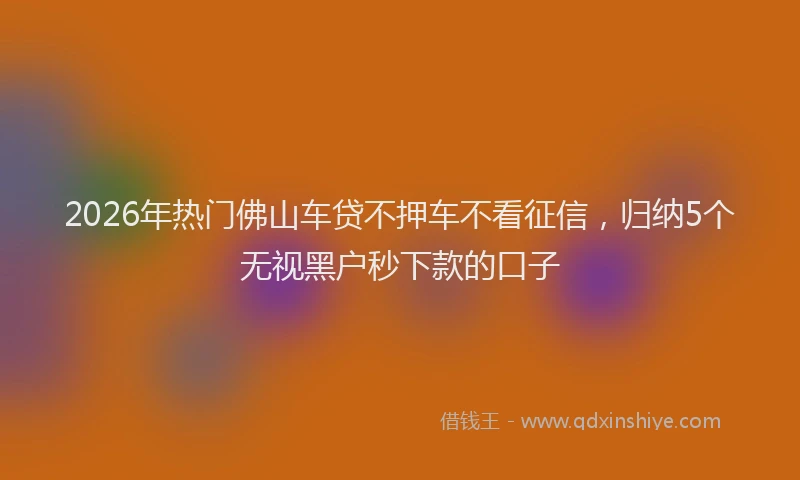 2026年热门佛山车贷不押车不看征信，归纳5个无视黑户秒下款的口子