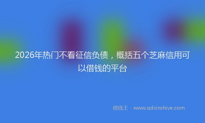 2026年热门不看征信负债，概括五个芝麻信用可以借钱的平台