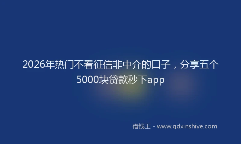 2026年热门不看征信非中介的口子，分享五个5000块贷款秒下app