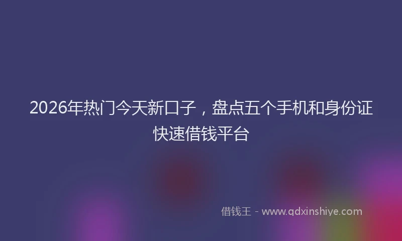2026年热门今天新口子，盘点五个手机和身份证快速借钱平台