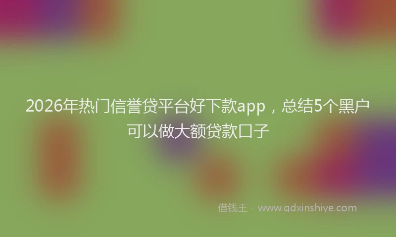 2026年热门信誉贷平台好下款app，总结5个黑户可以做大额贷款口子