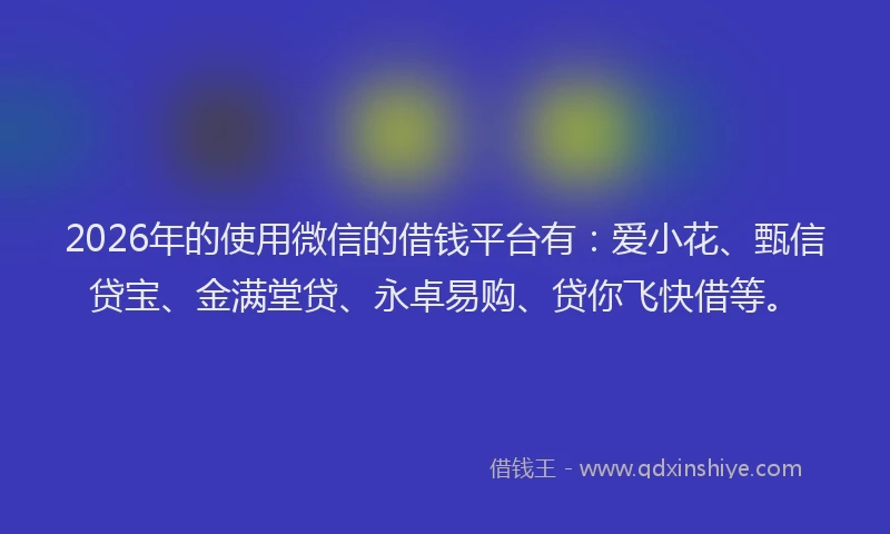 2026年的使用微信的借钱平台有：爱小花、甄信贷宝、金满堂贷、永卓易购、贷你飞快借等。