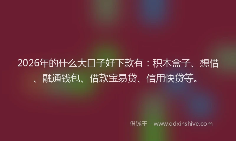 2026年的什么大口子好下款有：积木盒子、想借、融通钱包、借款宝易贷、信用快贷等。
