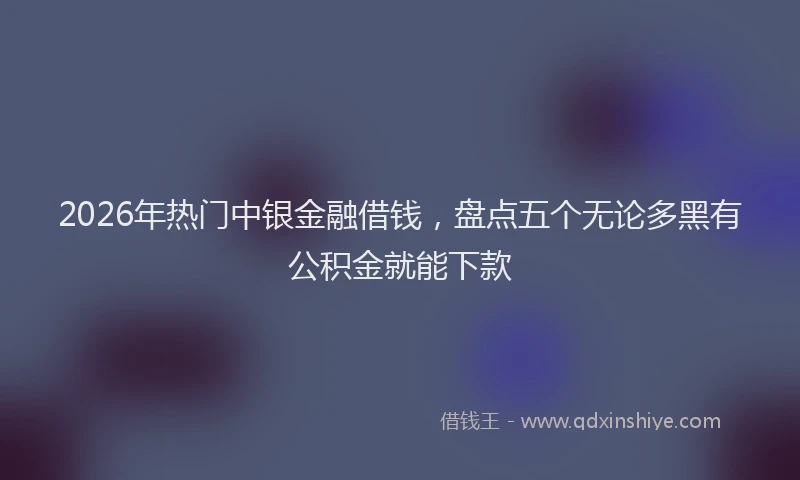 2026年热门中银金融借钱，盘点五个无论多黑有公积金就能下款