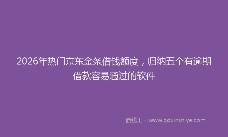 2026年热门京东金条借钱额度，归纳五个有逾期借款容易通过的软件