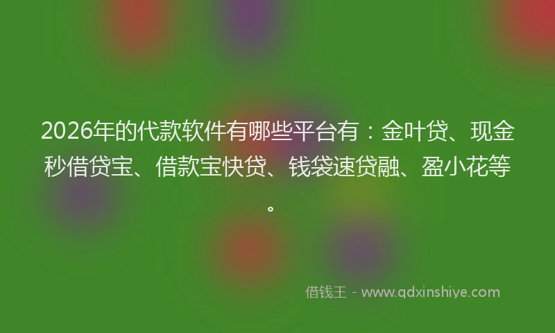 2026年的代款软件有哪些平台有：金叶贷、现金秒借贷宝、借款宝快贷、钱袋速贷融、盈小花等。