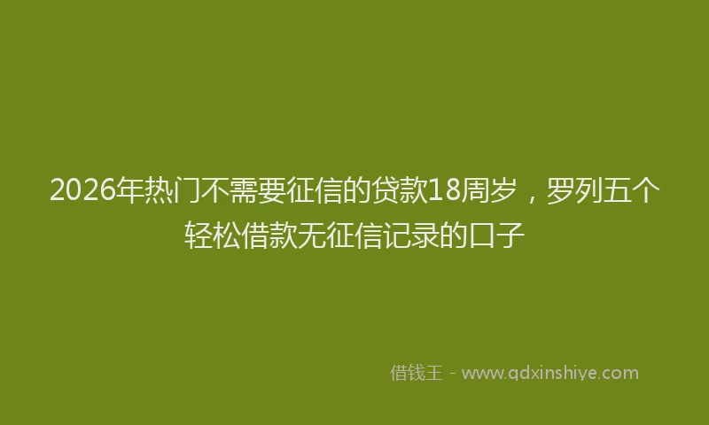 2026年热门不需要征信的贷款18周岁，罗列五个轻松借款无征信记录的口子