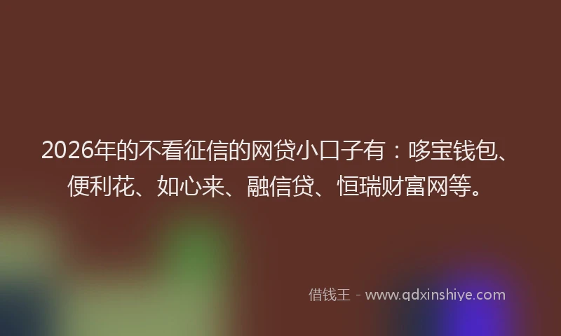 2026年的不看征信的网贷小口子有：哆宝钱包、便利花、如心来、融信贷、恒瑞财富网等。
