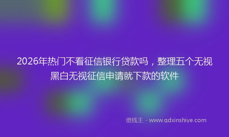 2026年热门不看征信银行贷款吗，整理五个无视黑白无视征信申请就下款的软件