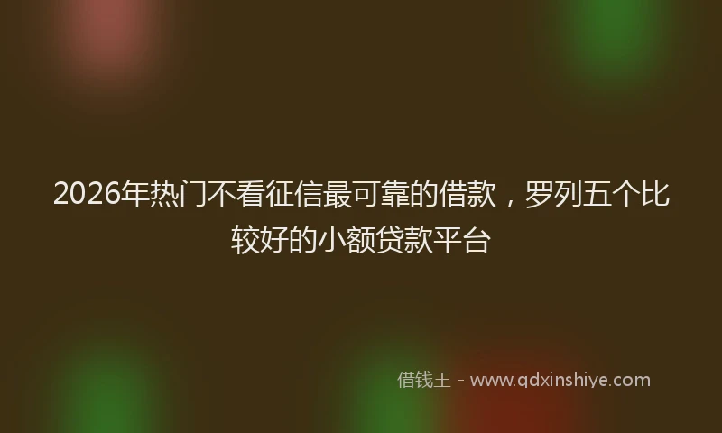 2026年热门不看征信最可靠的借款，罗列五个比较好的小额贷款平台