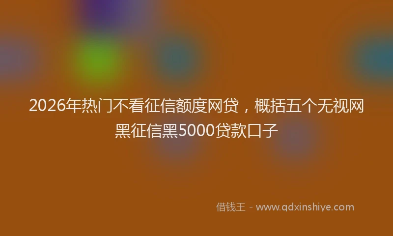 2026年热门不看征信额度网贷，概括五个无视网黑征信黑5000贷款口子