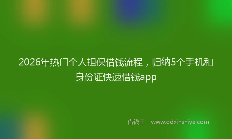 2026年热门个人担保借钱流程，归纳5个手机和身份证快速借钱app
