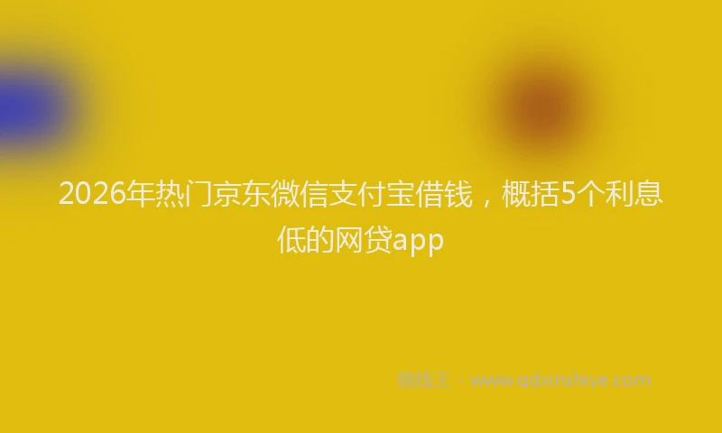 2026年热门京东微信支付宝借钱，概括5个利息低的网贷app
