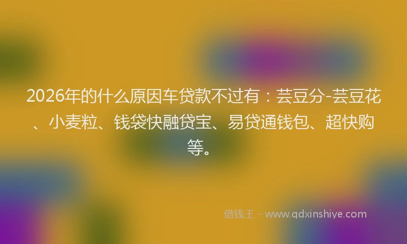 2026年的什么原因车贷款不过有：芸豆分-芸豆花、小麦粒、钱袋快融贷宝、易贷通钱包、超快购等。