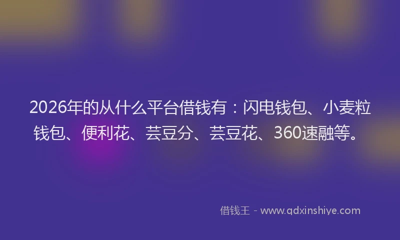 2026年的从什么平台借钱有：闪电钱包、小麦粒钱包、便利花、芸豆分、芸豆花、360速融等。