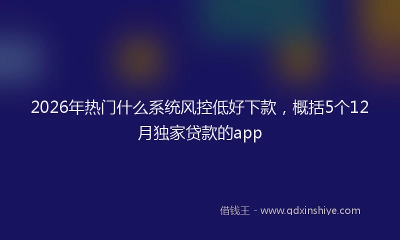 2026年热门什么系统风控低好下款，概括5个12月独家贷款的app