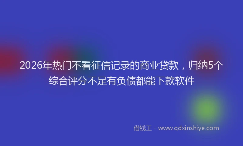 2026年热门不看征信记录的商业贷款，归纳5个综合评分不足有负债都能下款软件