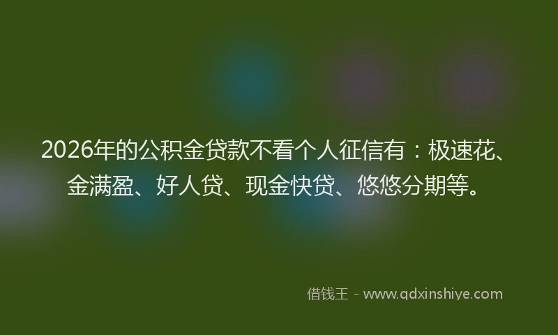 2026年的公积金贷款不看个人征信有：极速花、金满盈、好人贷、现金快贷、悠悠分期等。