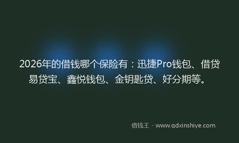 2026年的借钱哪个保险有：迅捷Pro钱包、借贷易贷宝、鑫悦钱包、金钥匙贷、好分期等。