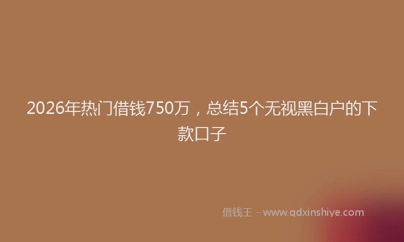 2026年热门借钱750万，总结5个无视黑白户的下款口子