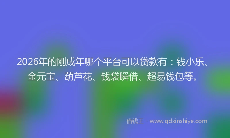 2026年的刚成年哪个平台可以贷款有：钱小乐、金元宝、葫芦花、钱袋瞬借、超易钱包等。