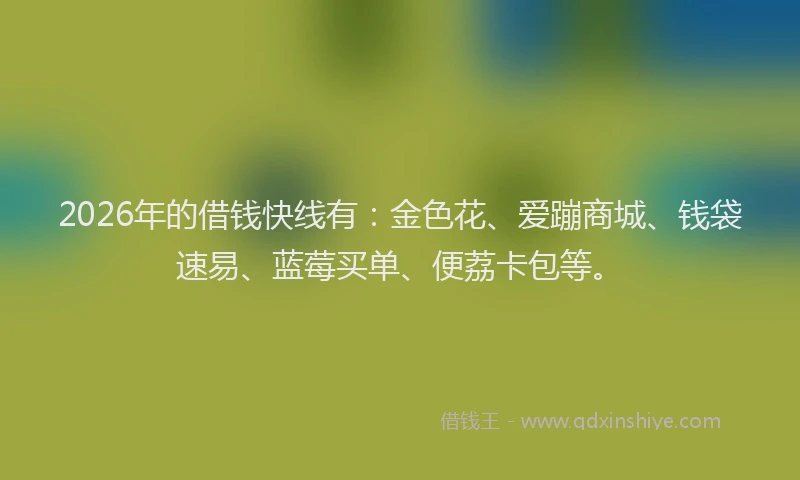 2026年的借钱快线有：金色花、爱蹦商城、钱袋速易、蓝莓买单、便荔卡包等。
